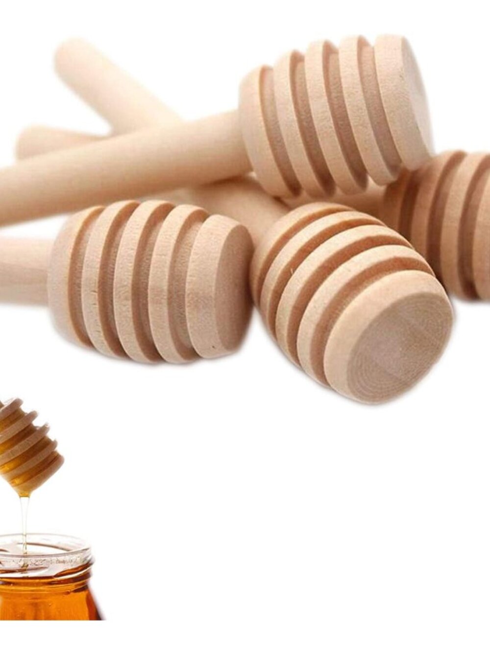 50 Pack Wooden Honey Dippers, 3 Inch Mini Natural Wood Honey Wand